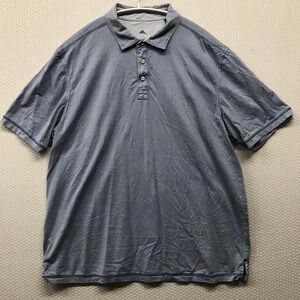 Tommy Bahama Polo Shirt Mens XL Blue Short Sleeve Solid Relaxed Cotton Lyocell